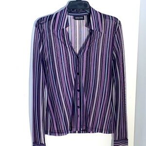 New York & Company  purple striped blouse size S
